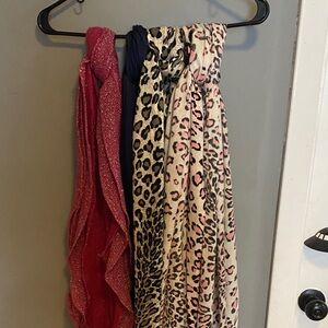Leopard Print and Pink Scarves Set